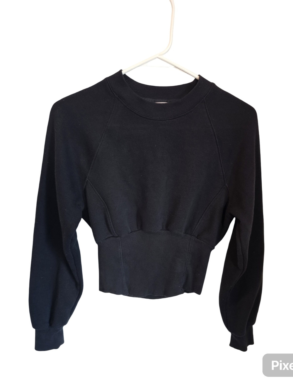 Victoria's Secret Black Corset Waist Cropped Sweatshirt XS